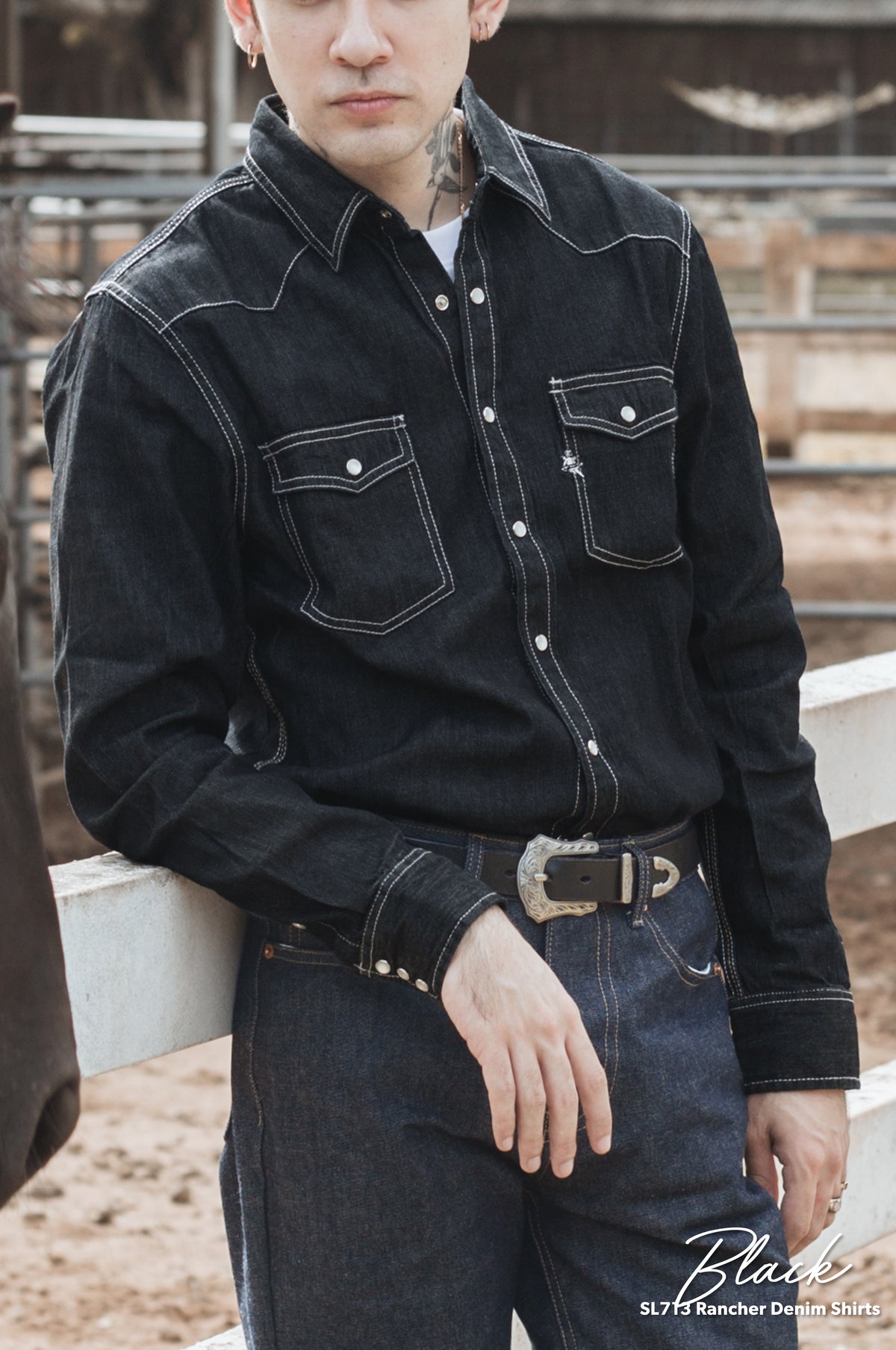 SL713 Rancher Denim Shirts - Black